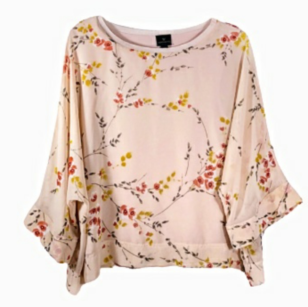 Worthington peach blush floral oversized blouse